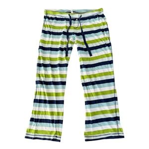 Old Navy Striped Pajama Pants Womens Large Green Blue White Cotton Loungecore